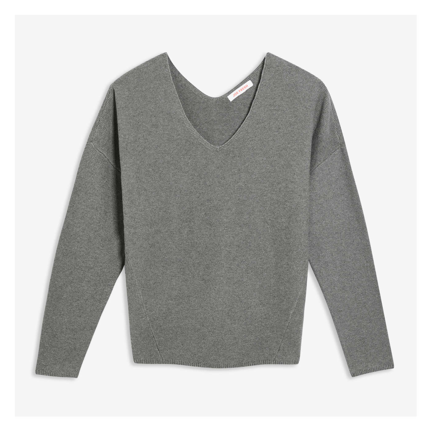 V-Neck Sweater in Dark Grey Mix from Joe Fresh